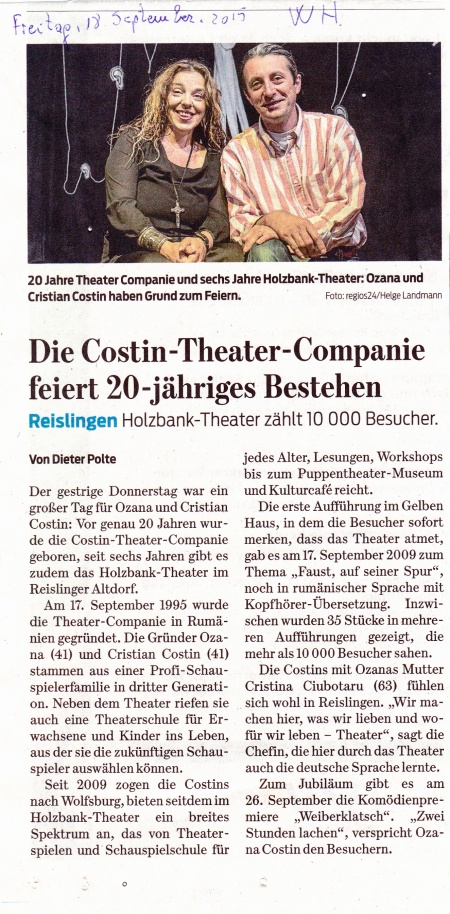 Costin Theater Compagnie feiert 20-jähriges Bestehen - Wolfsburger Nachrichten ,Freitag, 18.September 2015